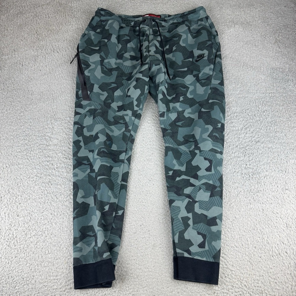 Nike Tech Fleece Pants Joggers Mens Xl Green Camo Sweatpants 823499